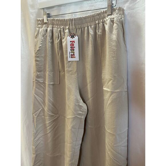 Feiersi Lightweight Tapered Pants – Size Large – Beige – Elastic Waist – NWT - Picture 3 of 6